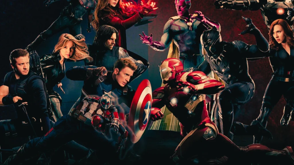 A group of Avengers engaged in a heated discussion around a glowing holographic map,  Avengers handle moral conflicts displaying distinct emotions—determination, conflict, and contemplation—highlighting the complexity of their moral decisions.